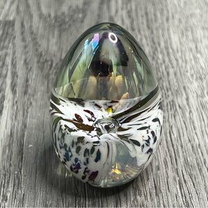 Vtg 1989 Mount St. Helens Ash Glass Egg‎ Paperweight Signed MSH Purple White